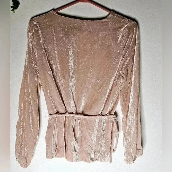 J.  Crew Velvet Faux-wrap top Blouse draped Blush Stretchy J4962 sz 0 - Picture 6 of 9